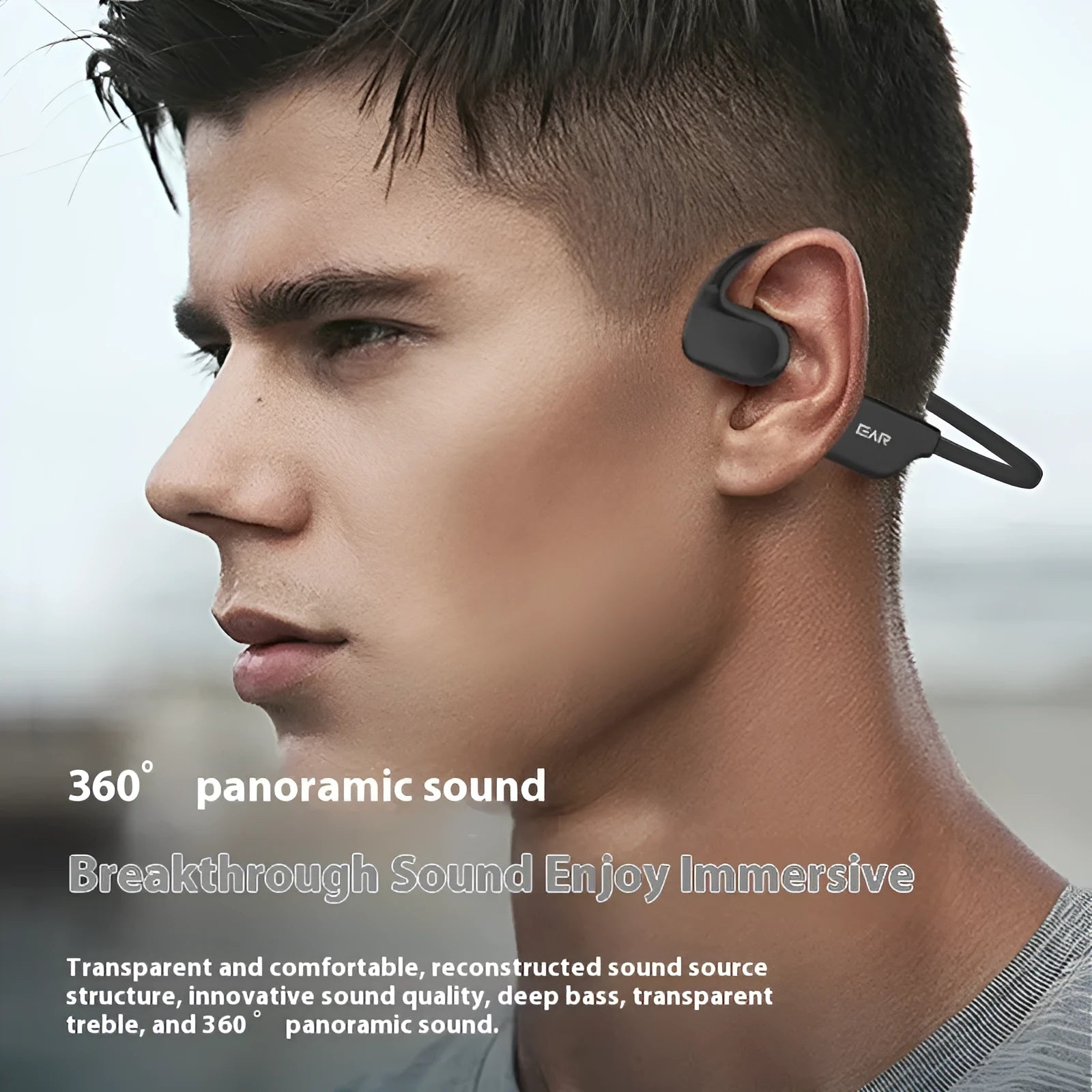 New air conduction Bluetooth headset open ear sports style in black