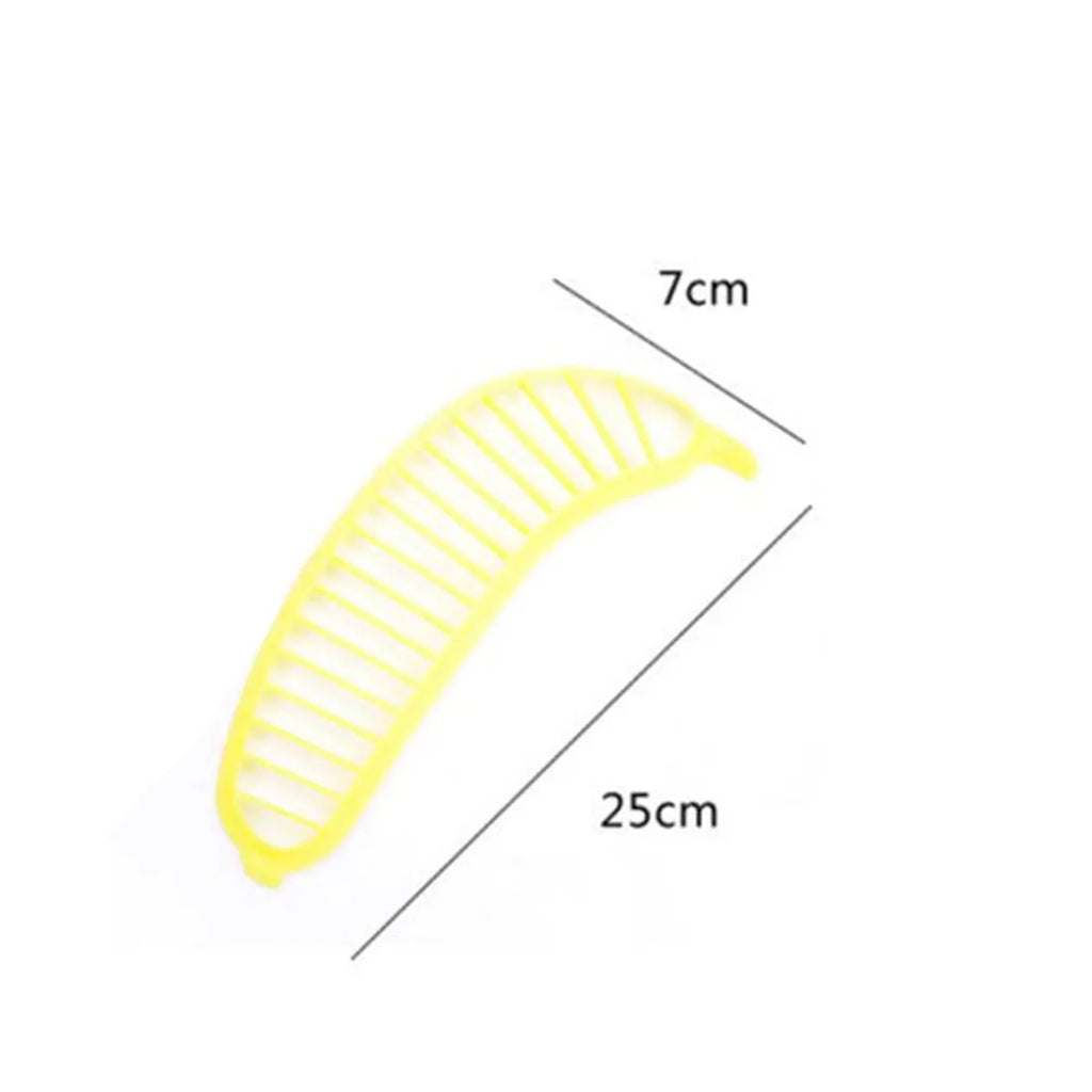 Yellow banana slicer made from food-grade PP plastic on a light background