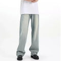 Blue loose-fit retro casual trousers with an elasticated waistband on a neutral background.