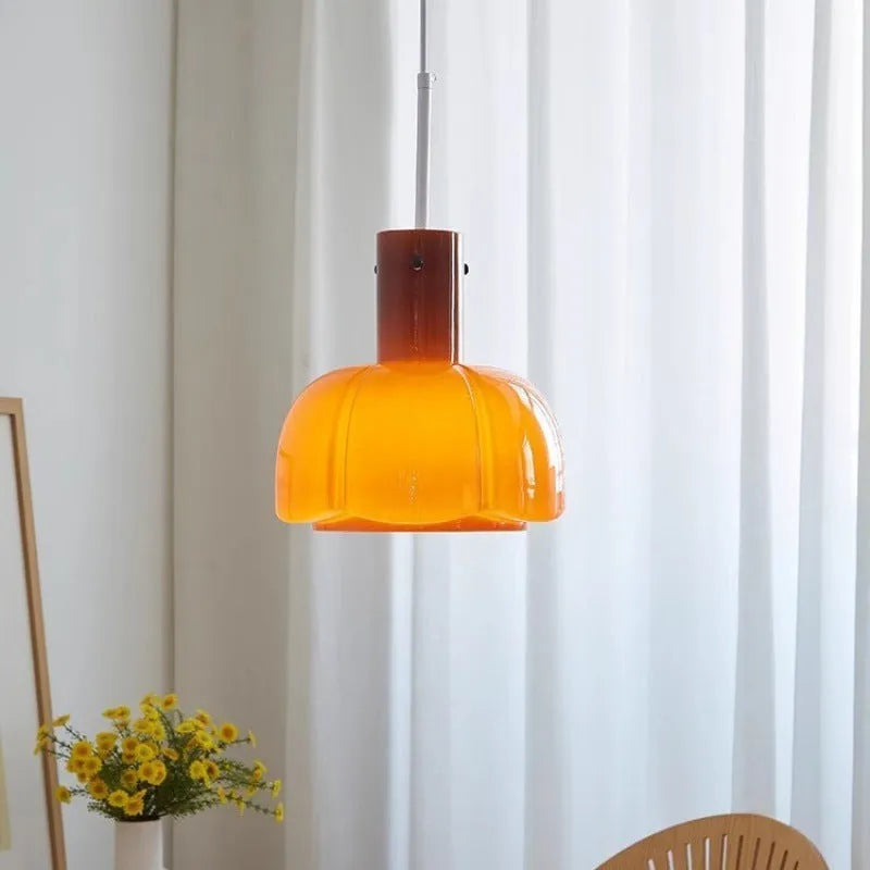 Medieval style glass bud chandelier pendant light for dining room or bedroom.