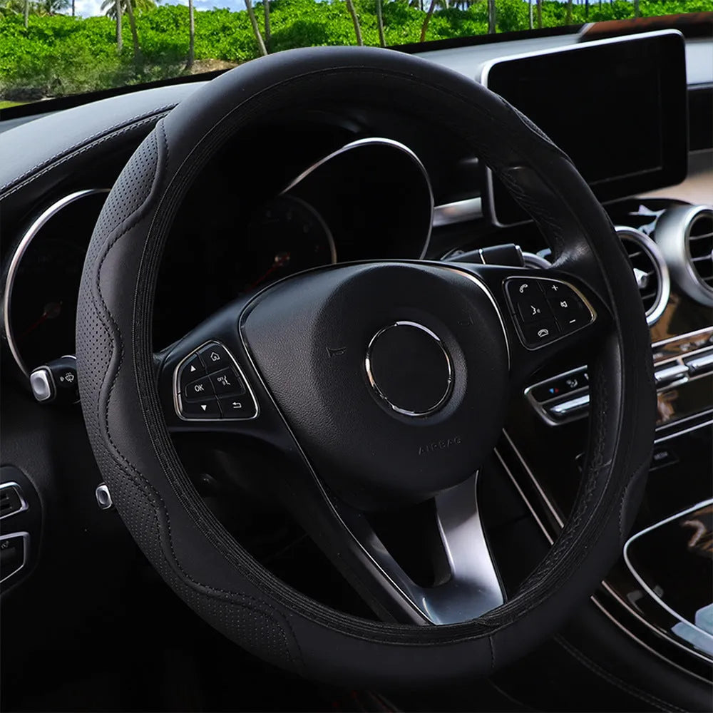 Embossed corrugated steering wheel cover in multiple colours for 37-38cm diameter wheels