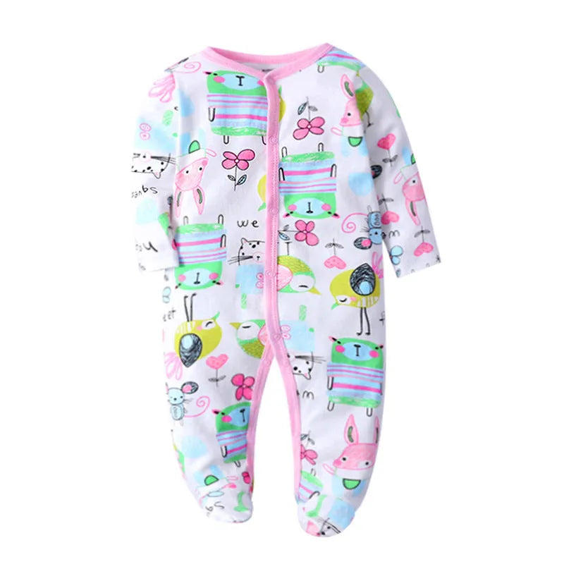 Cotton one-piece baby romper with dinosaur print for infants 3-12 months