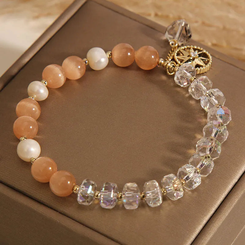 Orange Eight Awn Star bracelet for women with gold-plated inlay and artificial gemstone accents