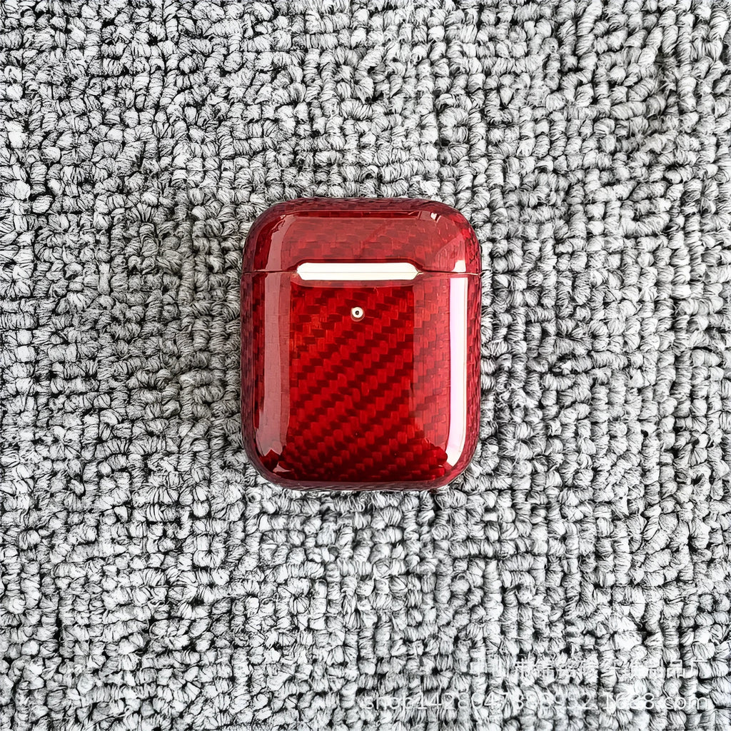 Carbon fibre anti-fall protective case for wireless earbuds charging case in twill or forged pattern