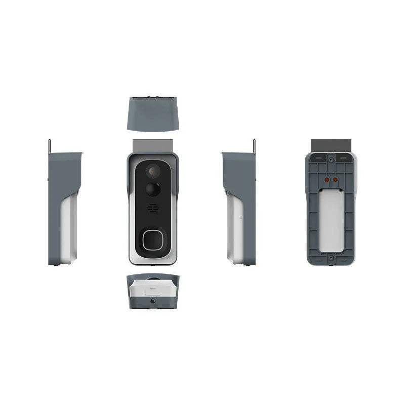 RSH-C600 grey smart WiFi doorbell camera with HD lens and USB power cable for home security