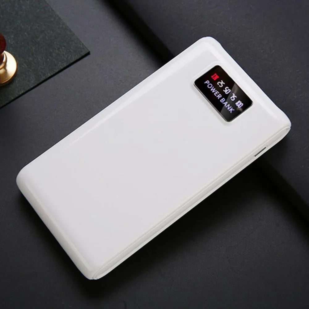 C9 DIY 18650 power bank case in black and white, showing six battery slots and dual USB ports.