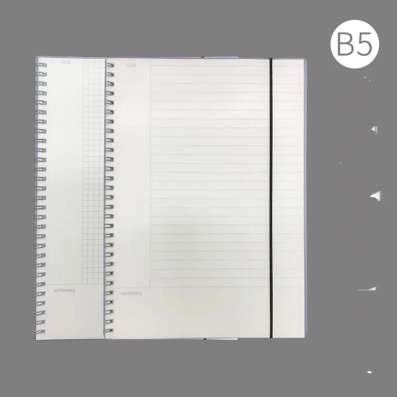 A4 hard cover notebook with PP material showing horizontal grid, horizontal line and lattice ruling options