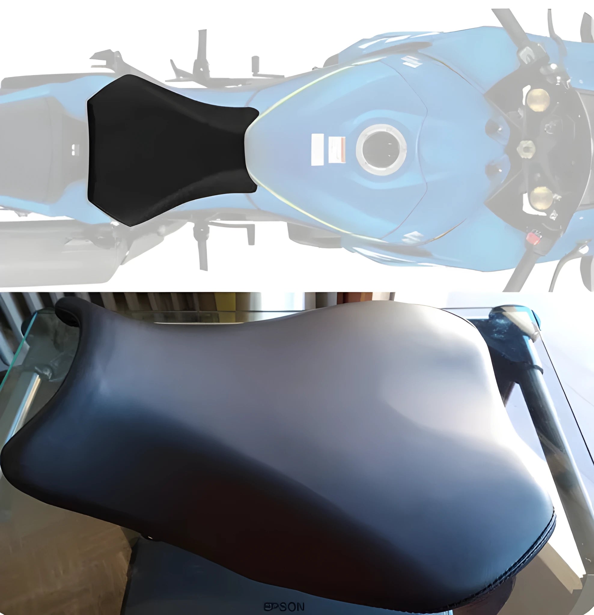 Waterproof PU leather seat cover set for Suzuki GSXR1000 motorcycle front and rear seats.
