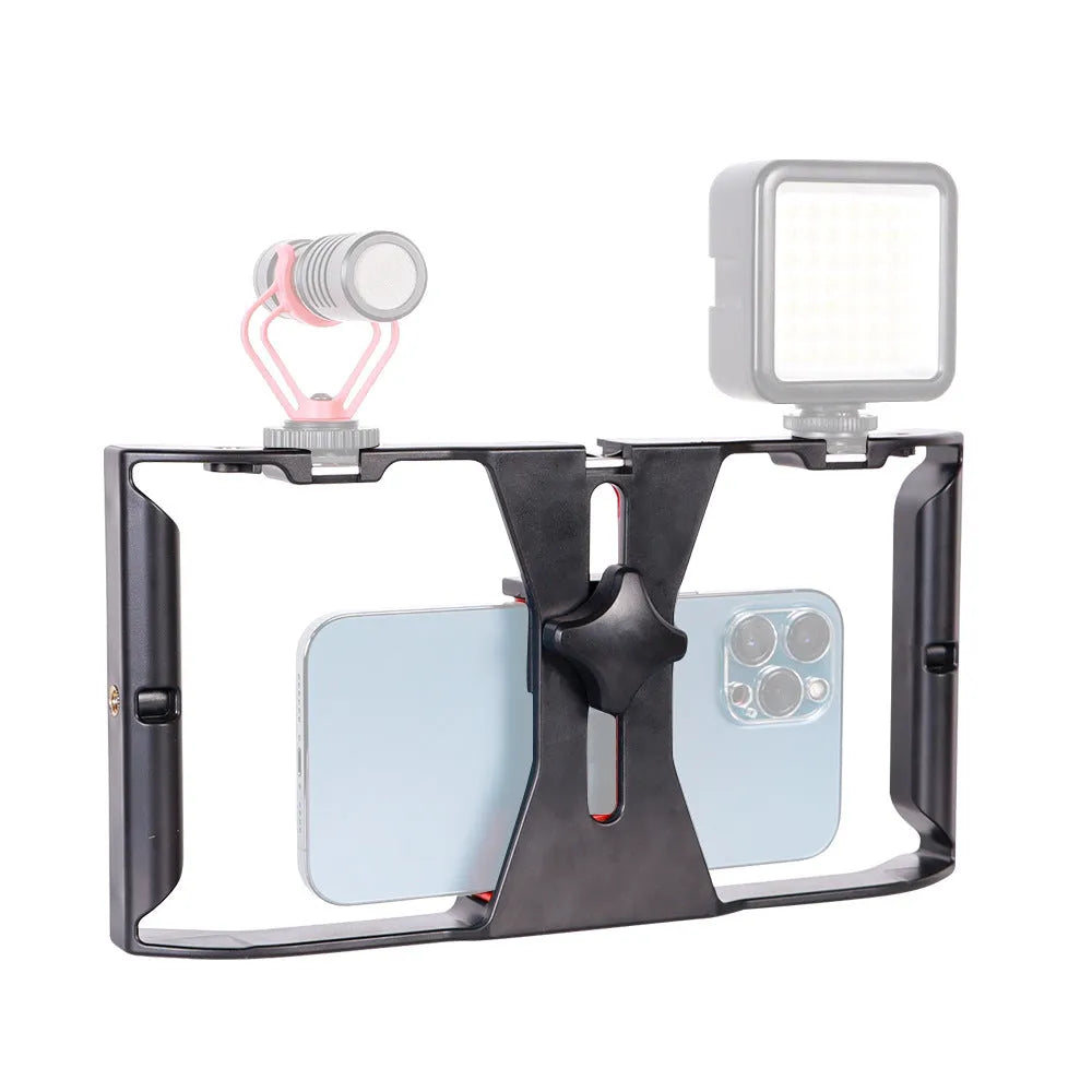 Desktop telescopic tripod stand with ABS construction, 250x130x38mm, for mobile phone and microphone