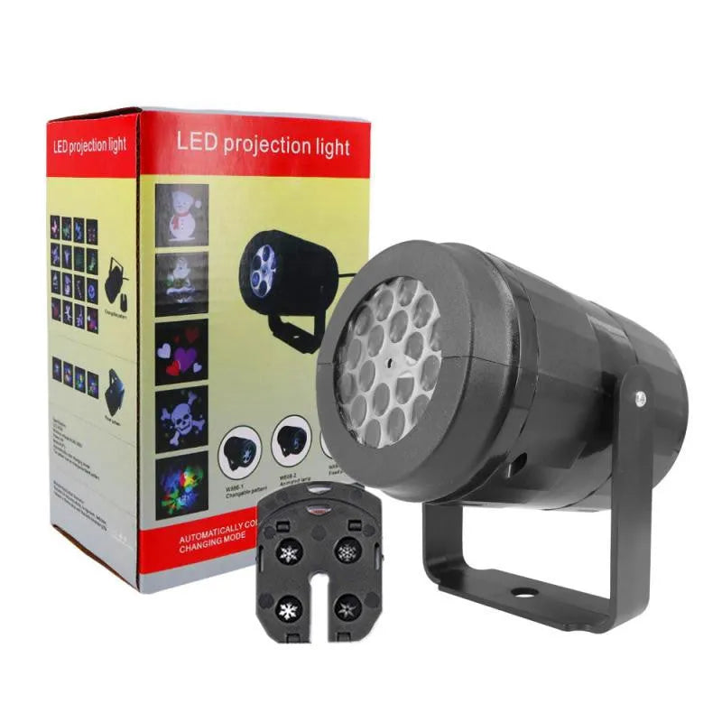 Christmas snowflake projector light displaying rotating Santa Claus and snowflake patterns for outdoor holiday decor