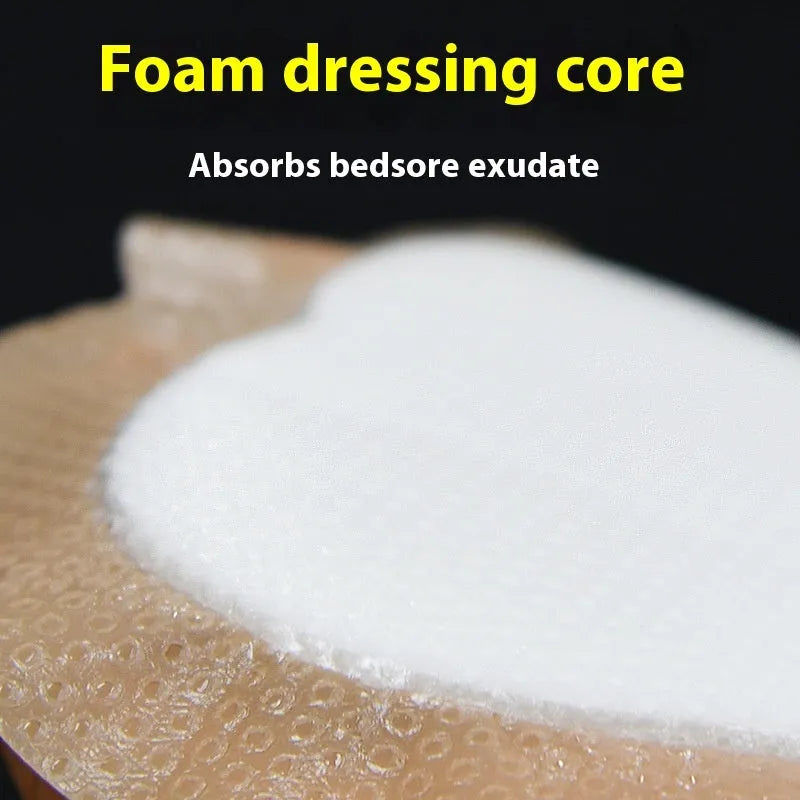 Large skin-coloured silicone foam pressure ulcer dressing sticker on white background