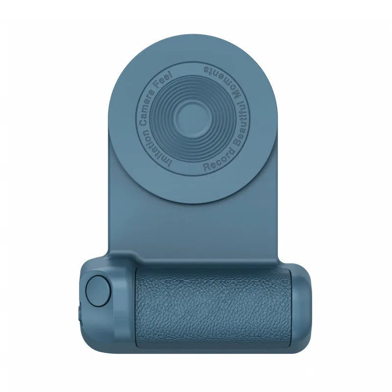 Black magnetic phone camera holder with rotatable grip and ergonomic PU leather handle