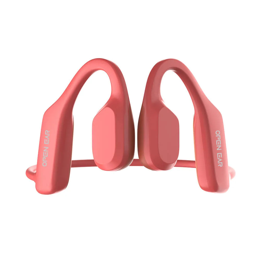 IPX5 waterproof bone conduction sports headset in Black, rear-mounted hanging-neck design