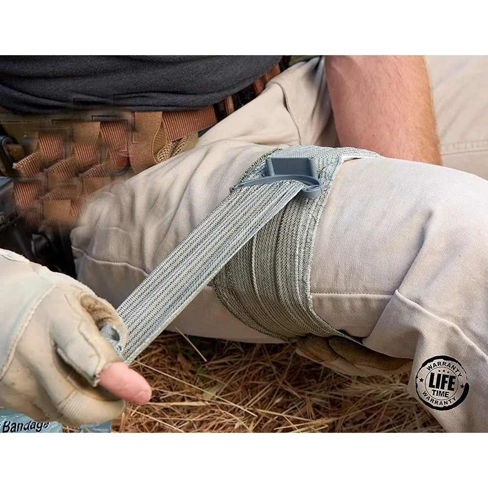 Portable outdoor haemostatic bandage with tactical gauze tape in 4-inch and 6-inch emergency sizes