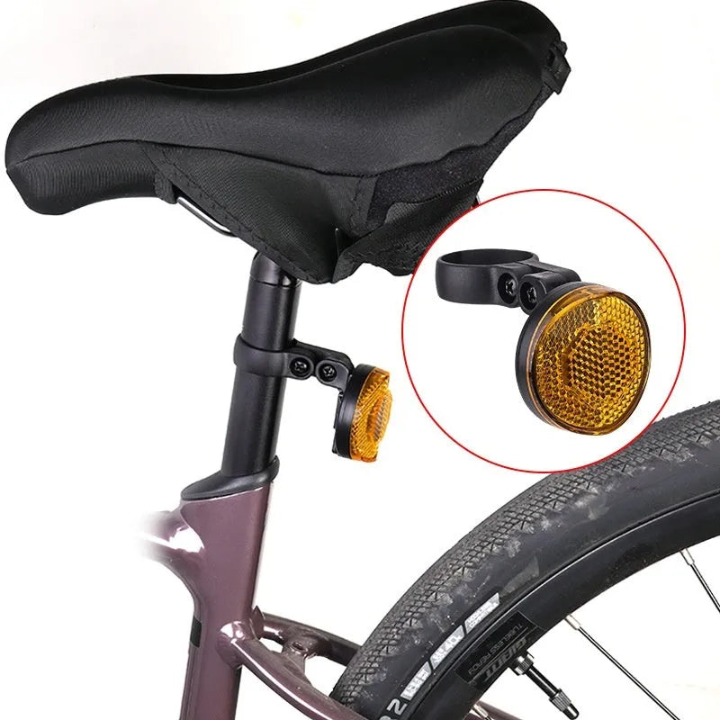 Red plastic bicycle anti-theft taillight bracket with integrated seat post reflector for cycling safety