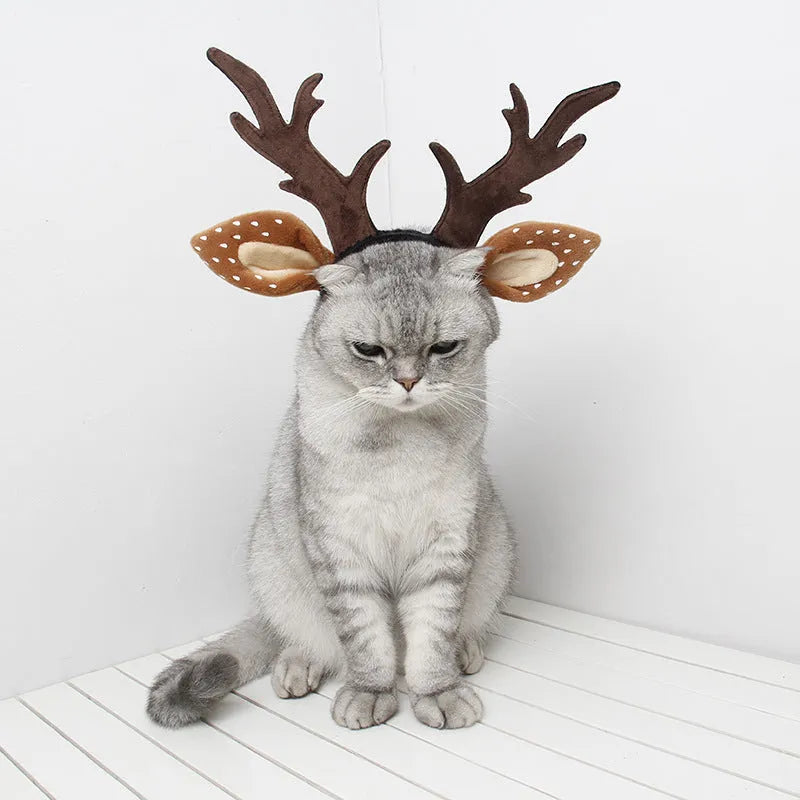 Brown polyester deer antler headband with anti-slip design for holiday and forest fairy costumes, sizes S M L