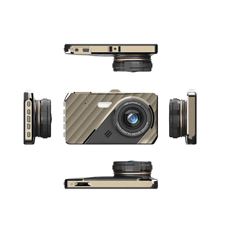 4 inch front and rear dual lens dashcam with touch screen display