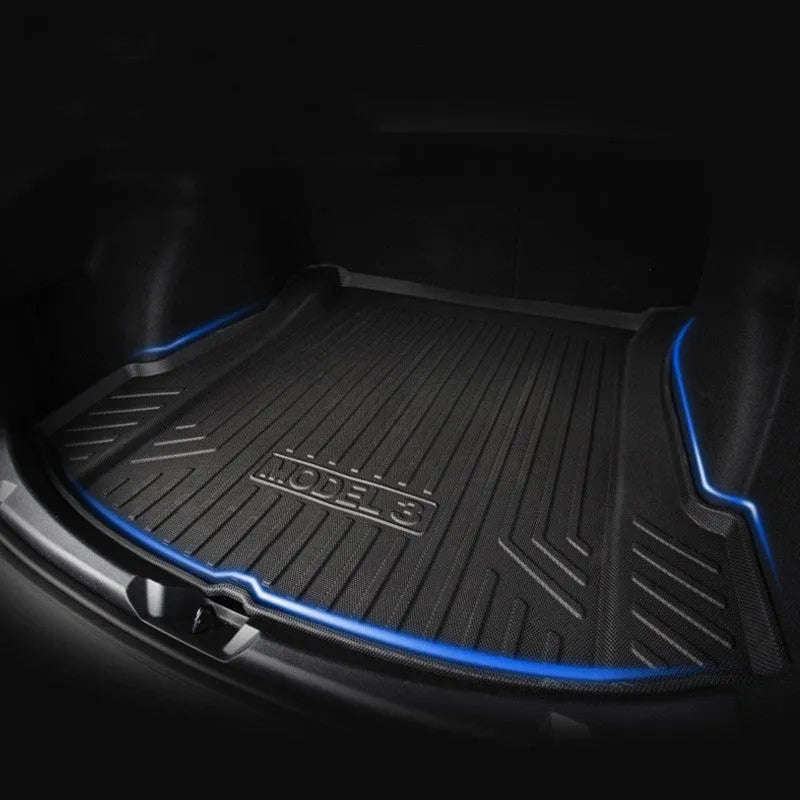 Tesla car floor mats in rubber material with TPE footrest for Model 3, Y, S, X vehicles