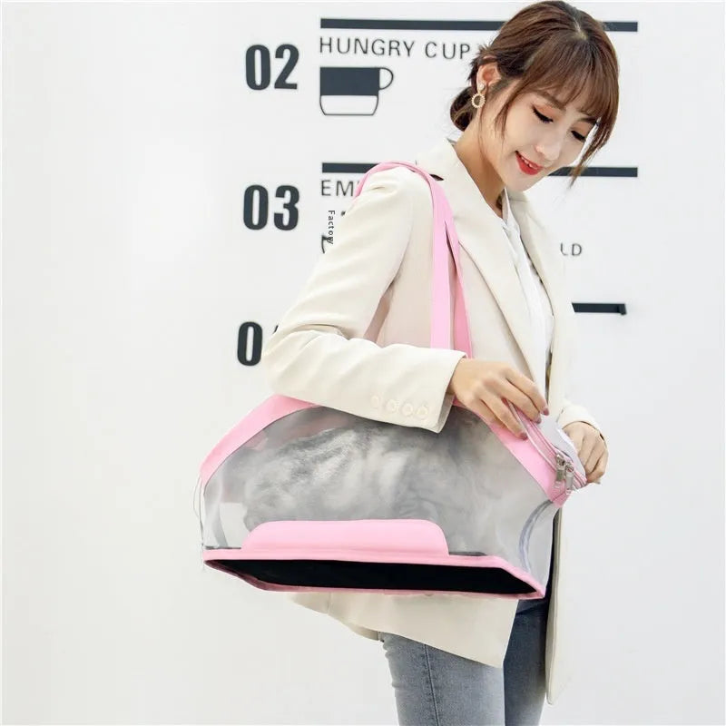 MOORPET leather pet carrier bag with 25 litre capacity in solid colour