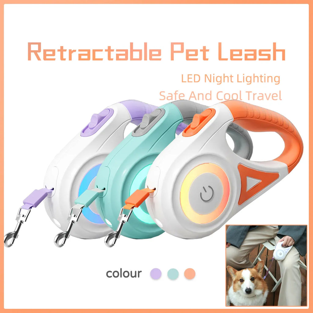 Retractable dog leash with one-handed brake in Dream Purple colour, 3m length