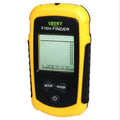 Yellow wired fish finder with 200KHZ sonar, 73m depth range, multi-language display