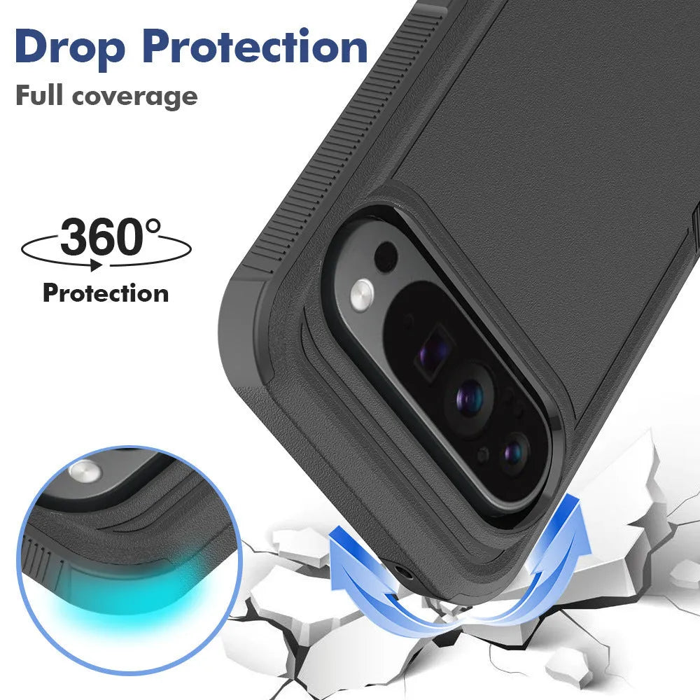 Two-in-one dual-layer TPU and PC phone case for Google Pixel 9 showing Army Green colour with drop protection