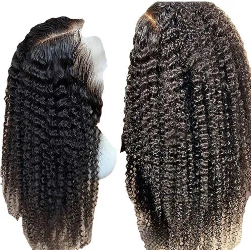 Brazilian kinky curly lace front human hair wig natural colour 1b# 9A grade 150% density