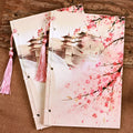 Watercolour retro Chinese style thread-bound notebook with Azalea colour