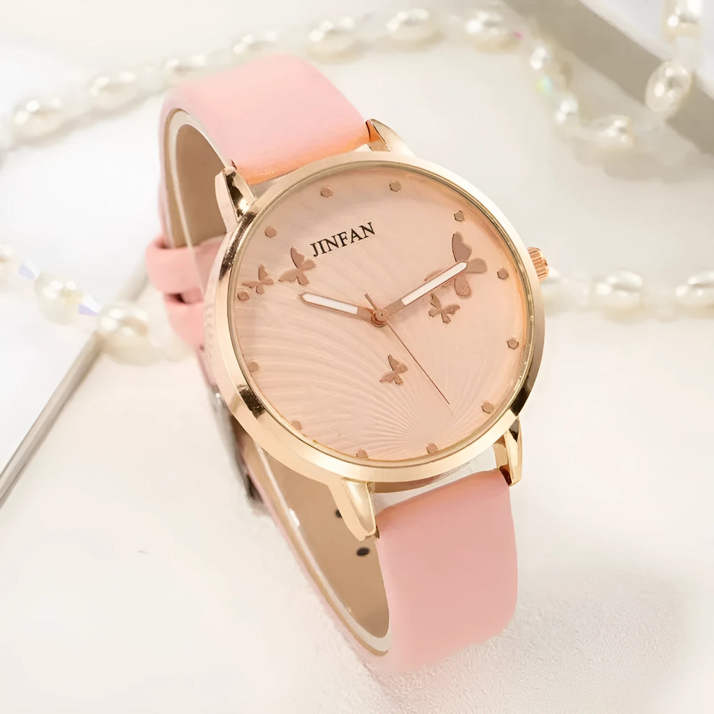 Student Sweet Butterfly Fashion Quartz Wrist Watch with 36mm dial and titanium buckle