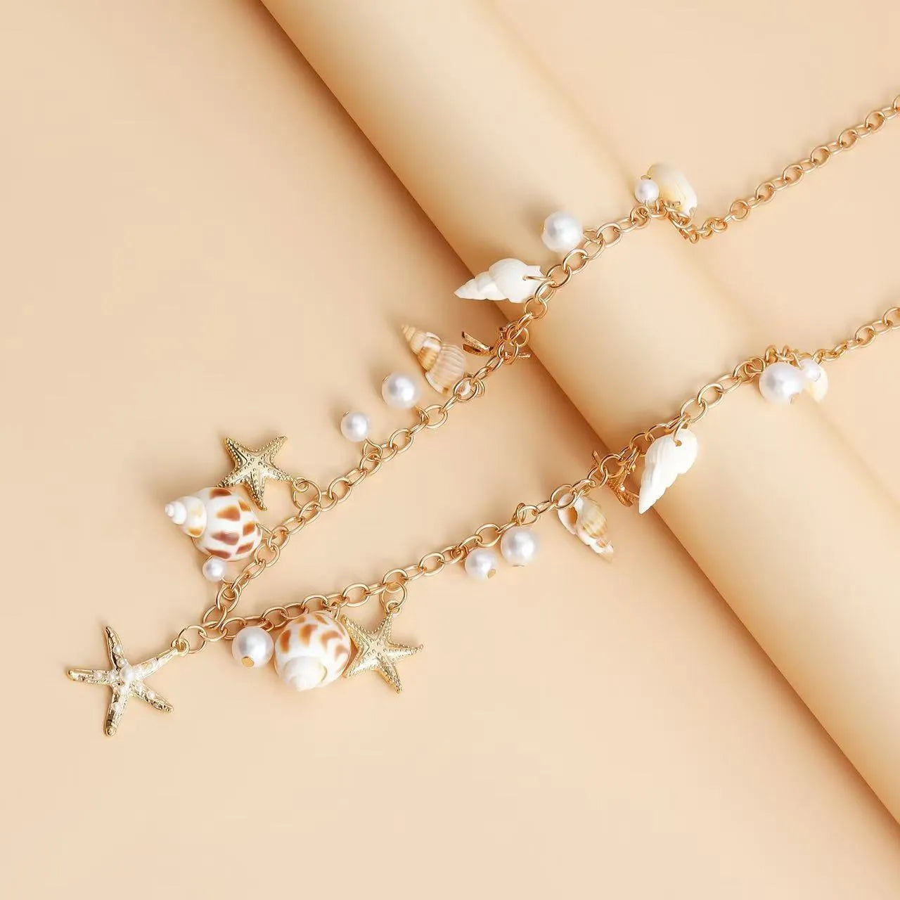 Women's summer beach waist chain and matching bracelet set with star-shaped alloy design