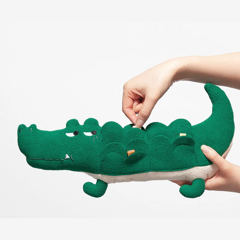 Green plush toy dog soft toy measuring 35 by 18 centimetres