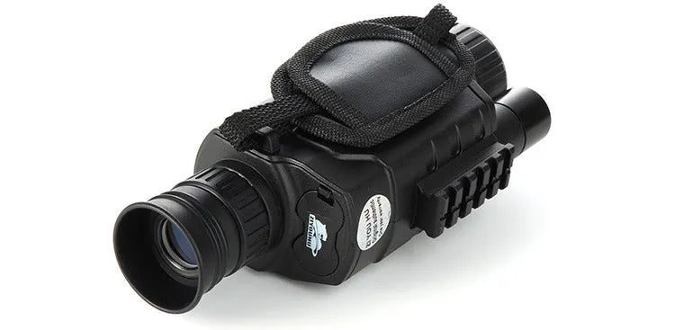Black digital night vision monocular with 5x magnification, 40mm objective lens, and compact design