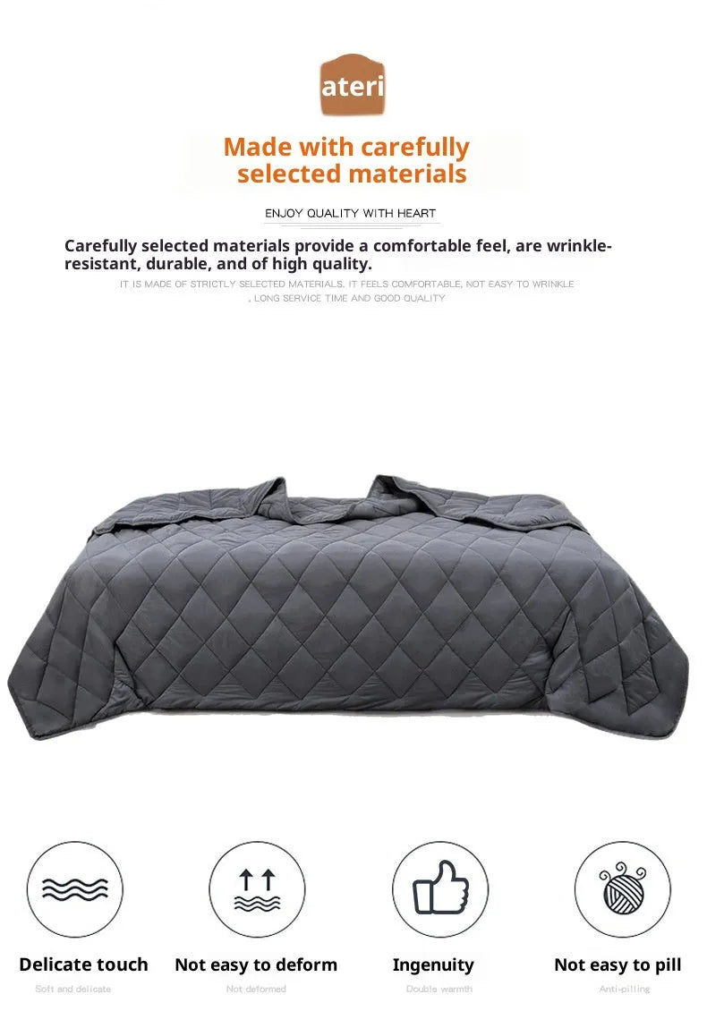 Solid grey polyester weighted blanket 152x203cm on a sofa with European style