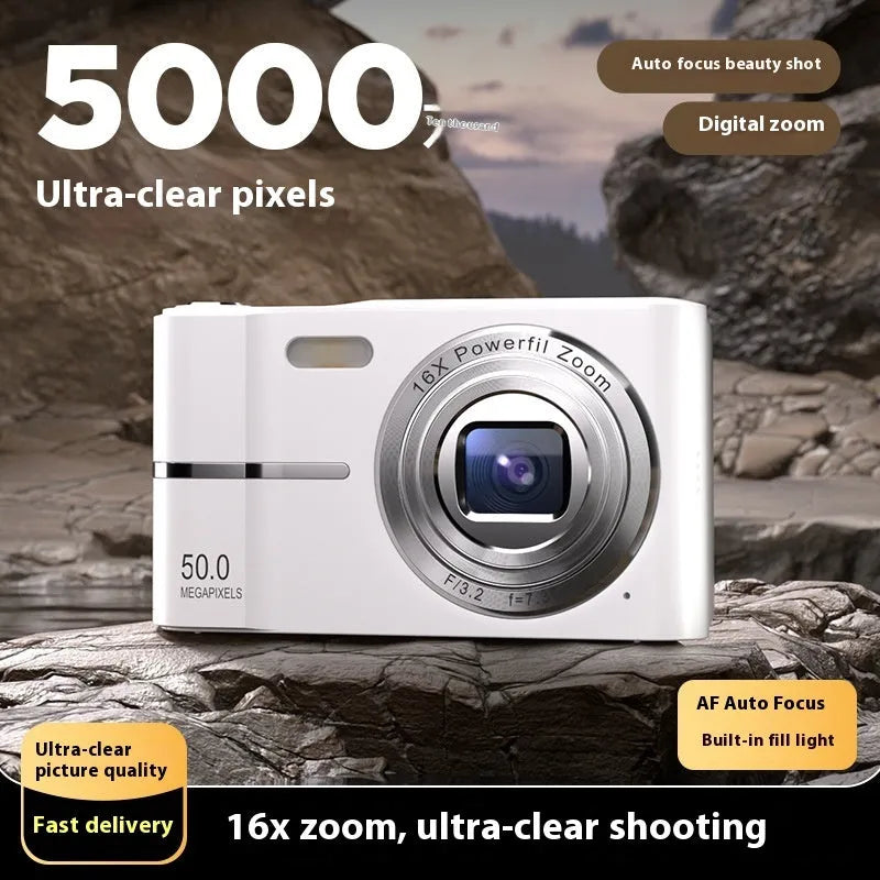 HD 4K pixel digital student camera in black, green, pink or white colours with full HD screen