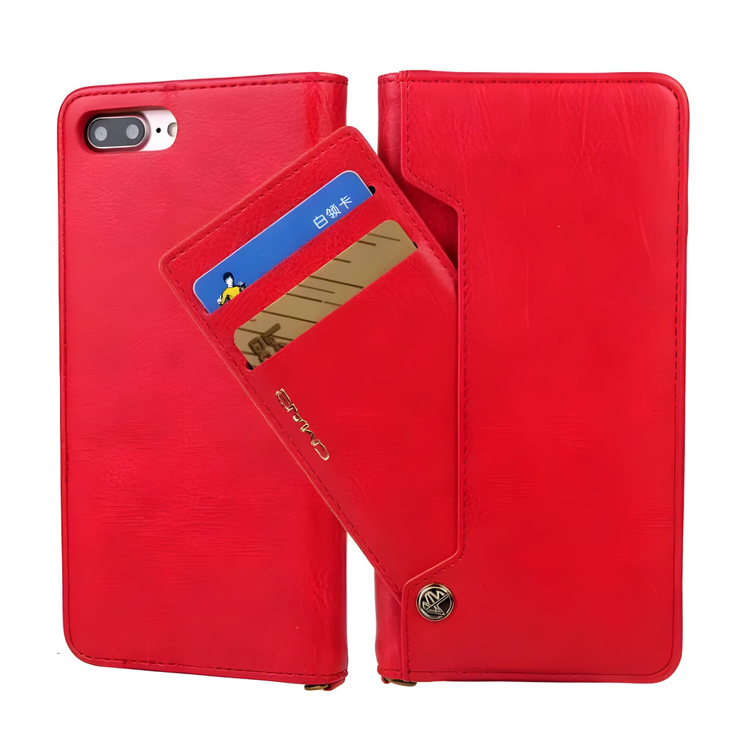 Magnetic card holder deluxe leather flip book case for iPhone 8 Plus