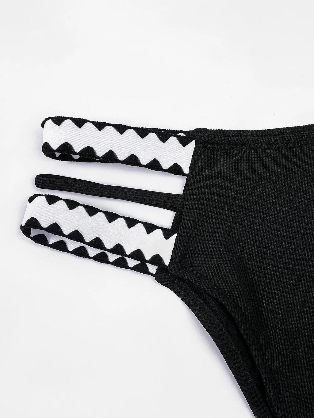 Black women's hollowed-out split briefs swimsuit bikini set