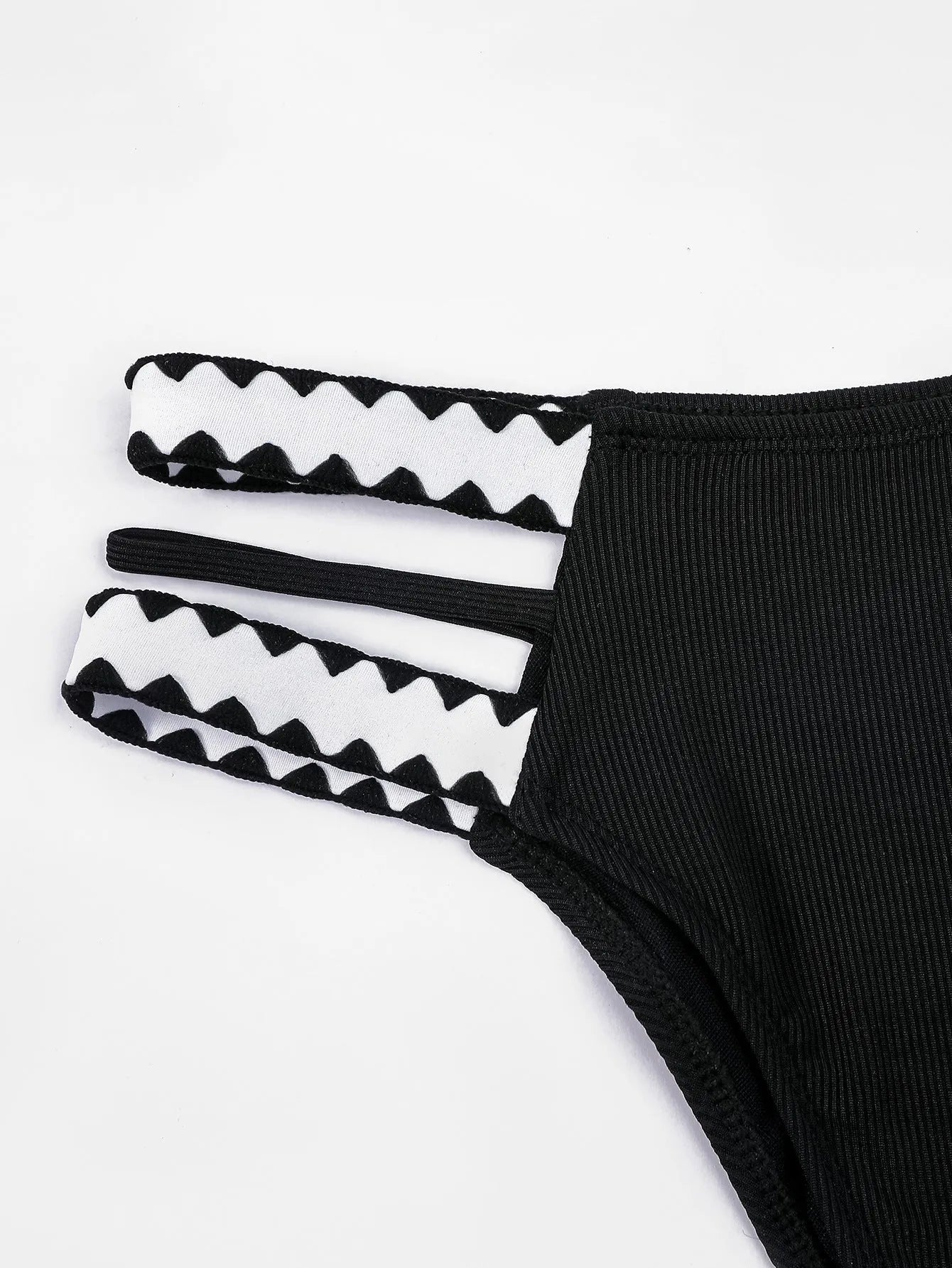 Black women's hollowed-out split briefs swimsuit bikini set