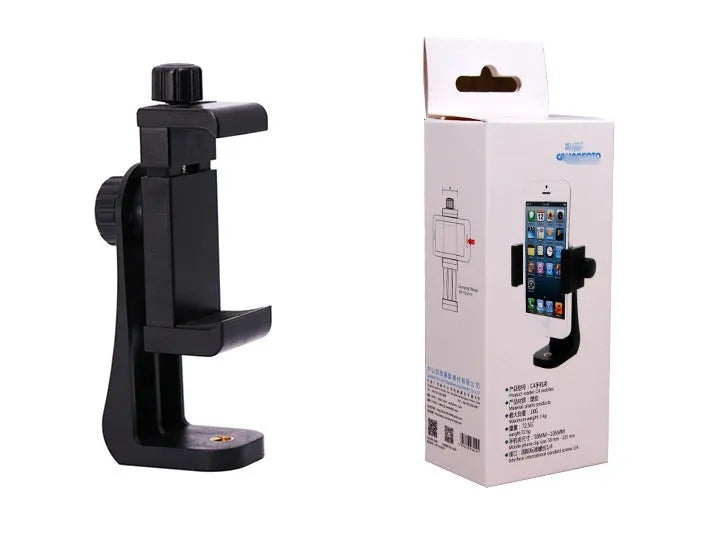 Black universal mount cell phone clipper holder with adjustable clip for 5.6-10.2cm devices