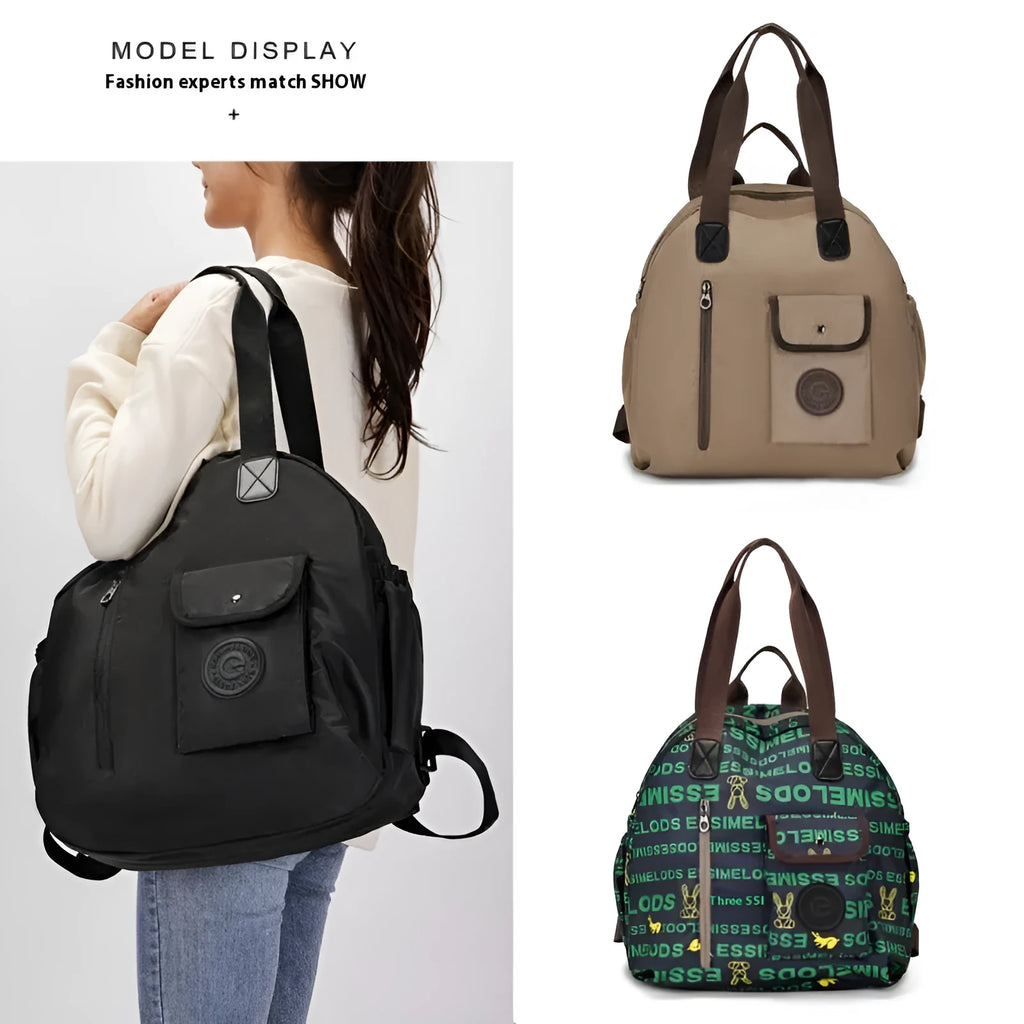 Outdoor lightweight large capacity nylon backpack in black, khaki, or green letter rabbit colour.