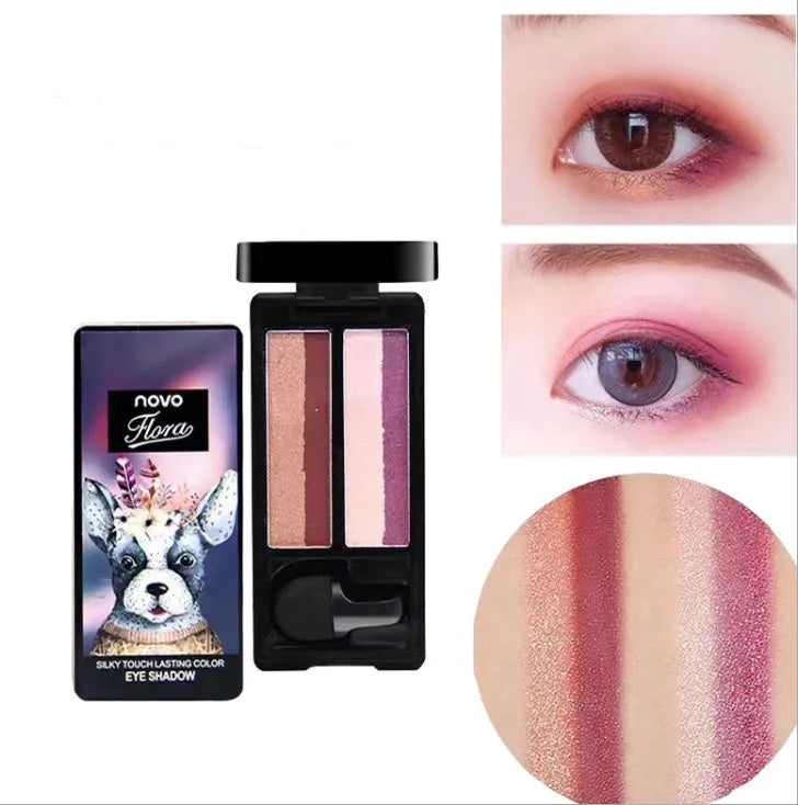 Gradient two-colour eyeshadow compact with small mushroom-head brush and 7:3 golden ratio pan