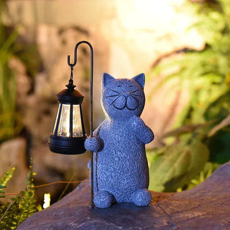 Solar garden lamp with kitten lifting design for outdoor gardens with IP44 waterproof rating