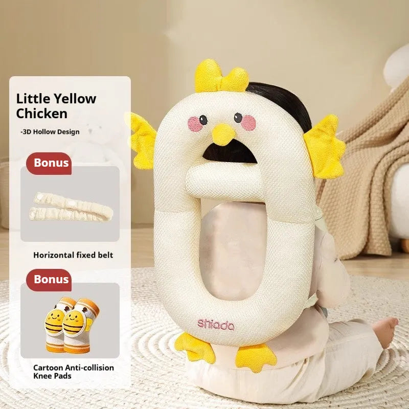 Baby anti-collision pillow and knee pads with cartoon dinosaur bee rabbit chicken designs