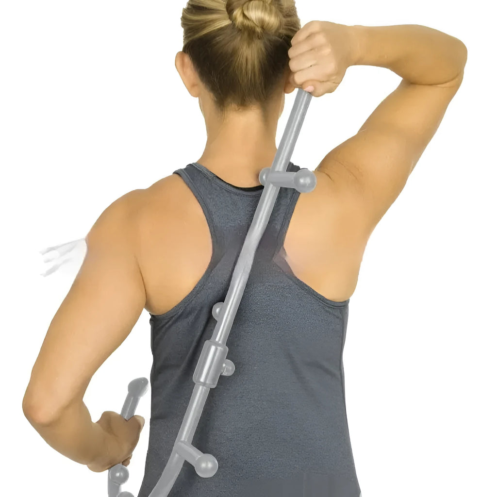 Gray plastic deep acupressure stick mechanical massager for neck back and leg muscle relief