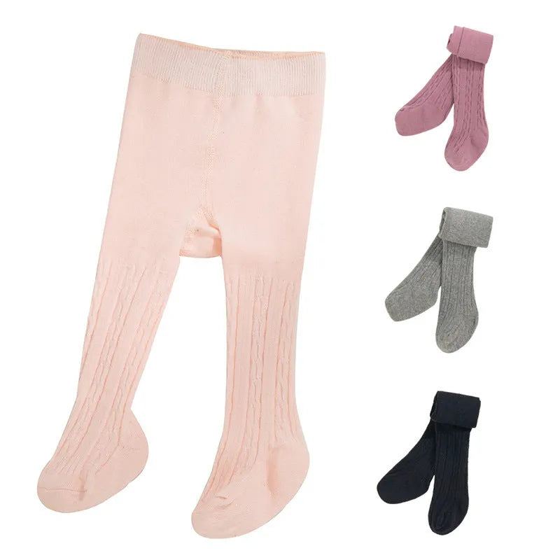 Pure cotton solid colour baby leggings with high waist foot pants in white for 0-6 months