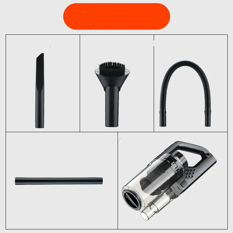 Wired grey and red portable car vacuum cleaner with PC body