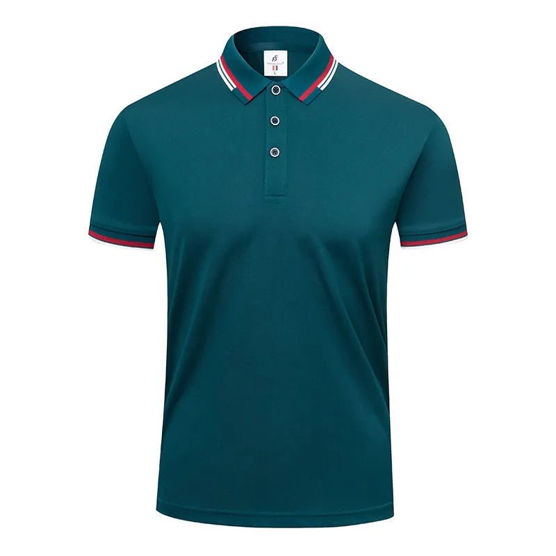190g ice cotton lapel short sleeve top in bean green, men's casual shirt