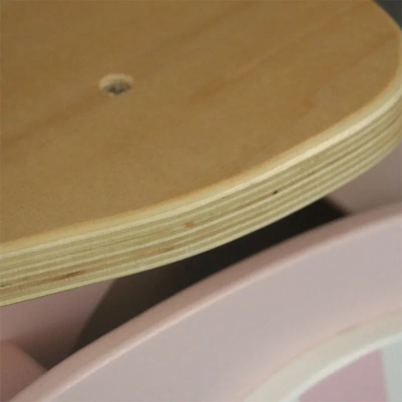 Pink wooden balance scooter for toddlers and children aged 1-6 years