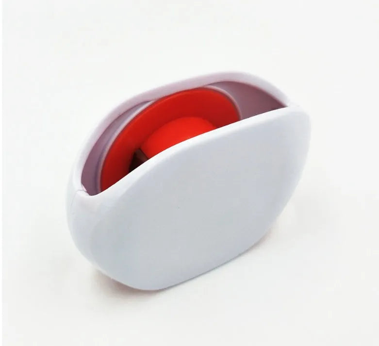 Automatic earphone cable retractor winder in multiple colours on a white background.