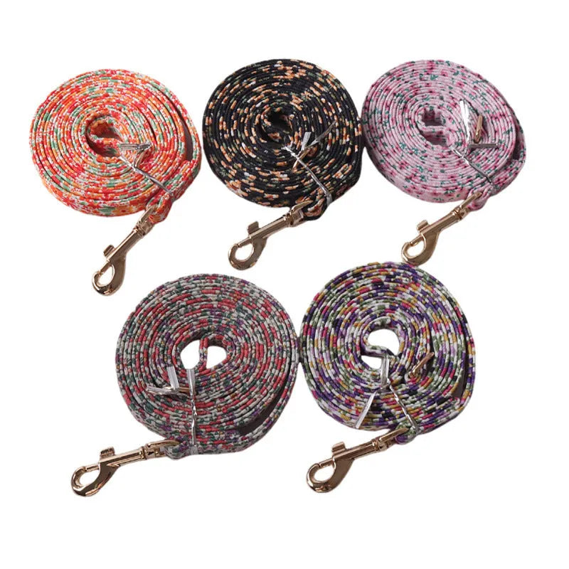Floral series pet harness suit with attached leash for small dogs in multiple colour options