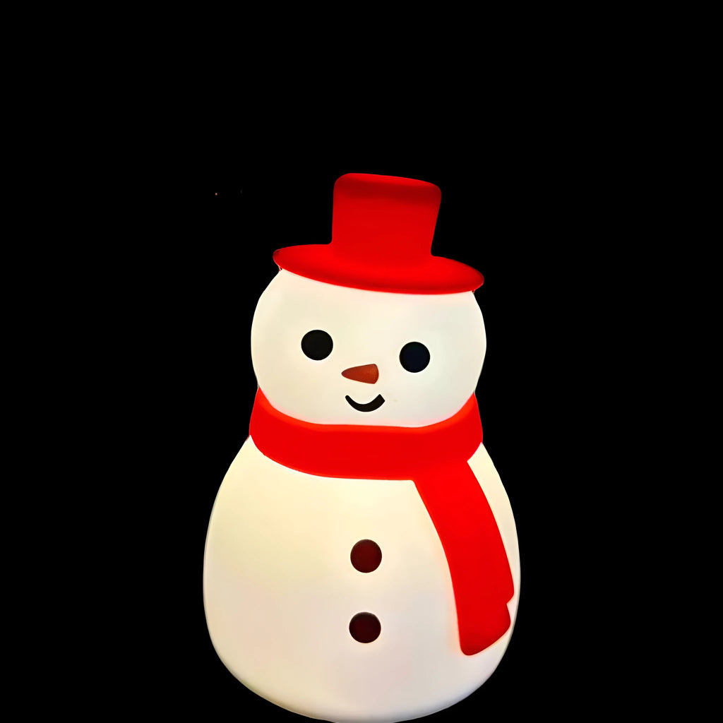 Christmas snowman silicone racket small night lamp with warm light on a shelf, 84x120 mm